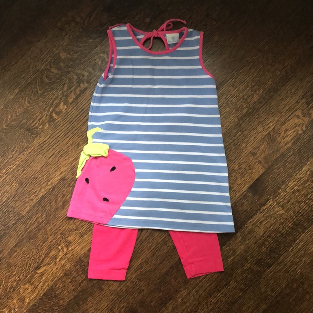 Sweetest strawberry play dress with matching Capri leggings by Florence Eiseman!